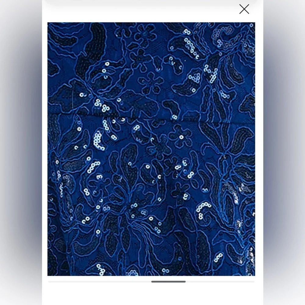 Embroidered Sequin Square Neck Spaghetti Strap Criss Cross Back Fit & Flare - Picture 5 of 10